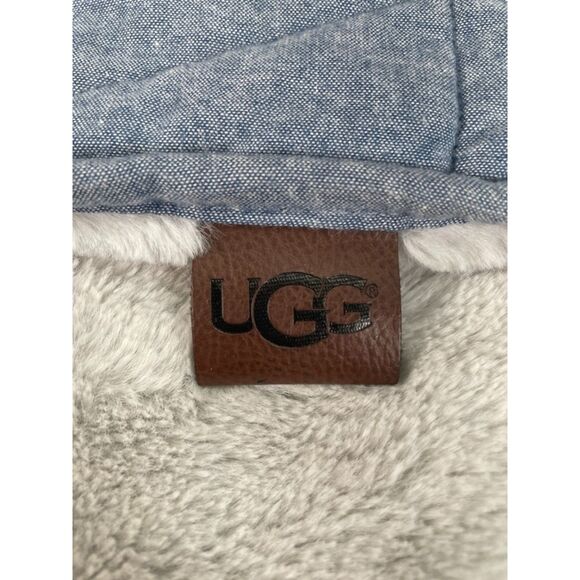 UGG Grey Blue Pillowcase Sham Faux Fur Geometric Triangle Standard Size 20 x 26" - Picture 6 of 11